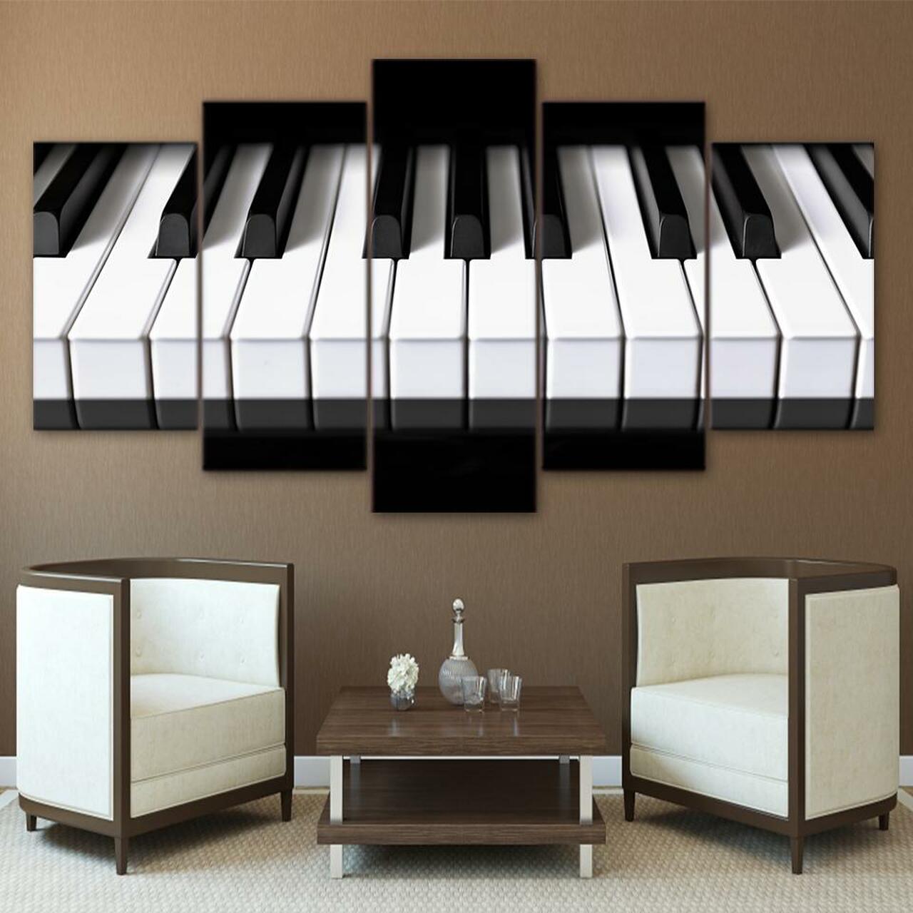 Piano Keys 5 Piece Canvas Art Wall Decor