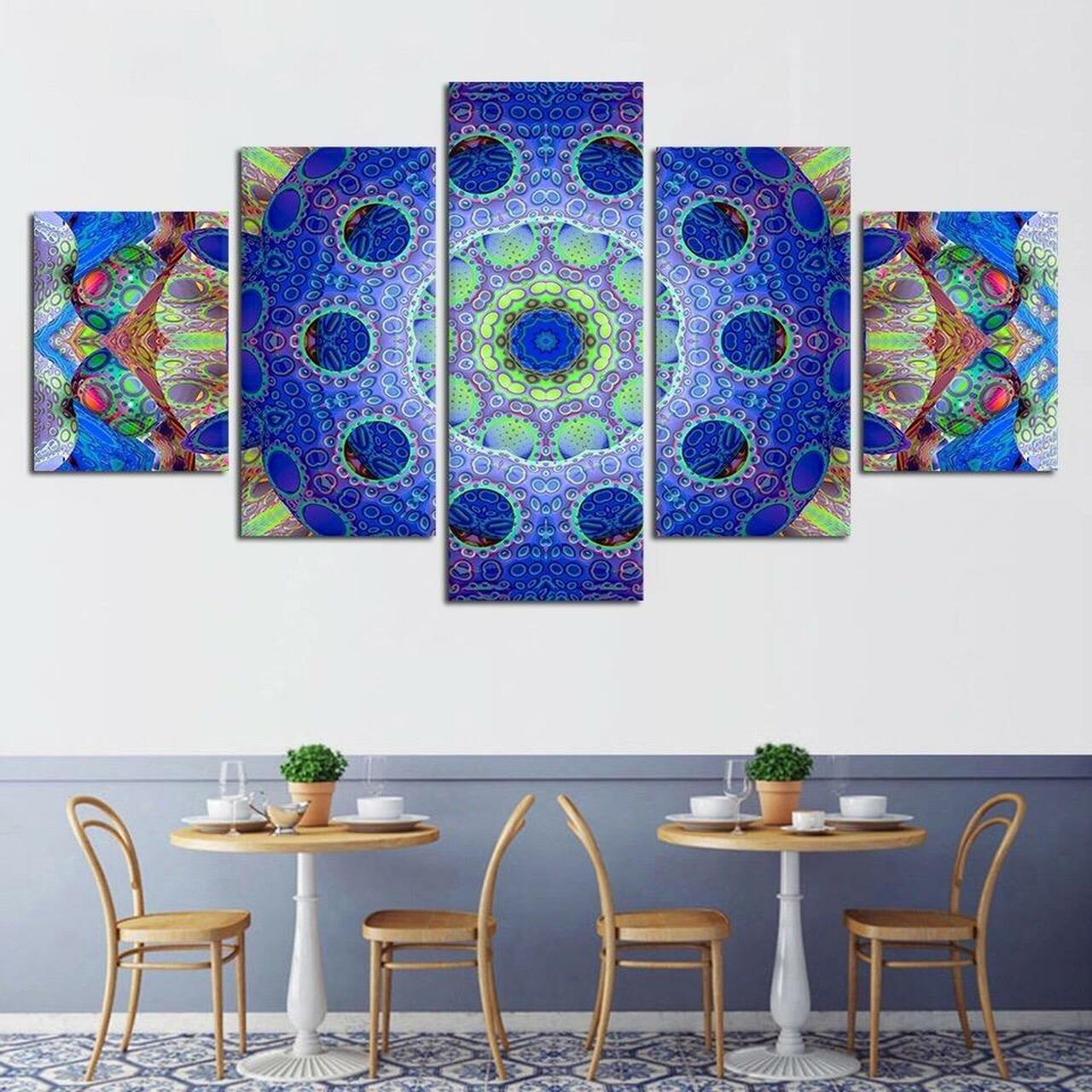 Psychedelic Mandala 5 Piece Canvas Art Wall Decor