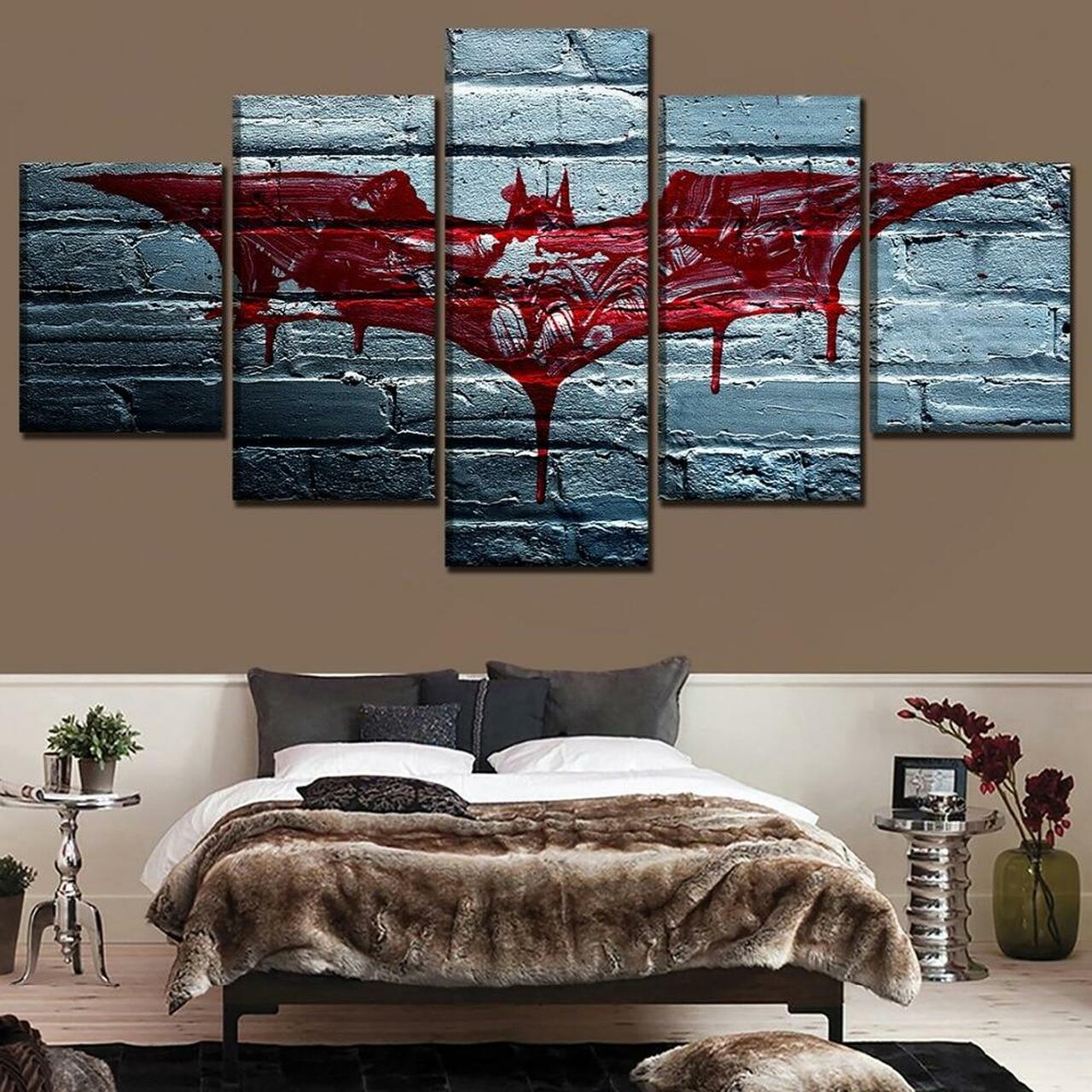 Red Blood Bat 5 Piece Canvas Art Wall Decor