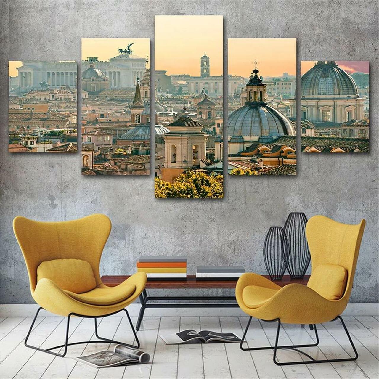 Rome Skyline 5 Piece Canvas Art Wall Decor