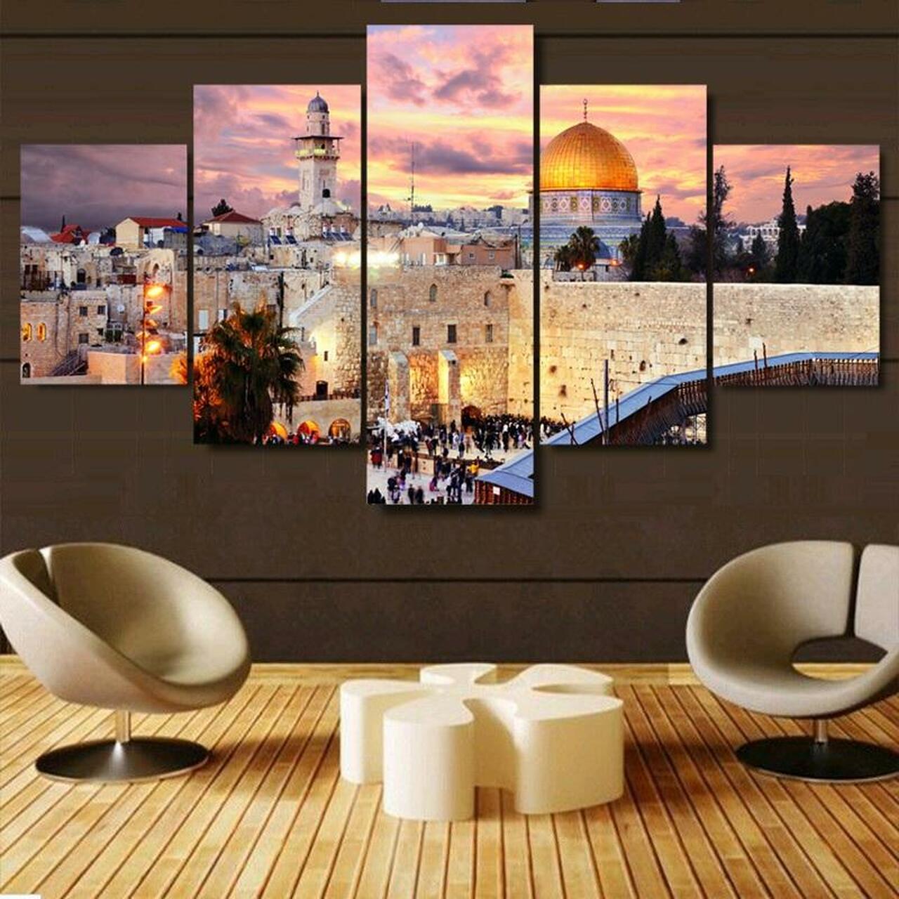 Sunrise In Jerusalem 5 Piece Canvas Art Wall Decor
