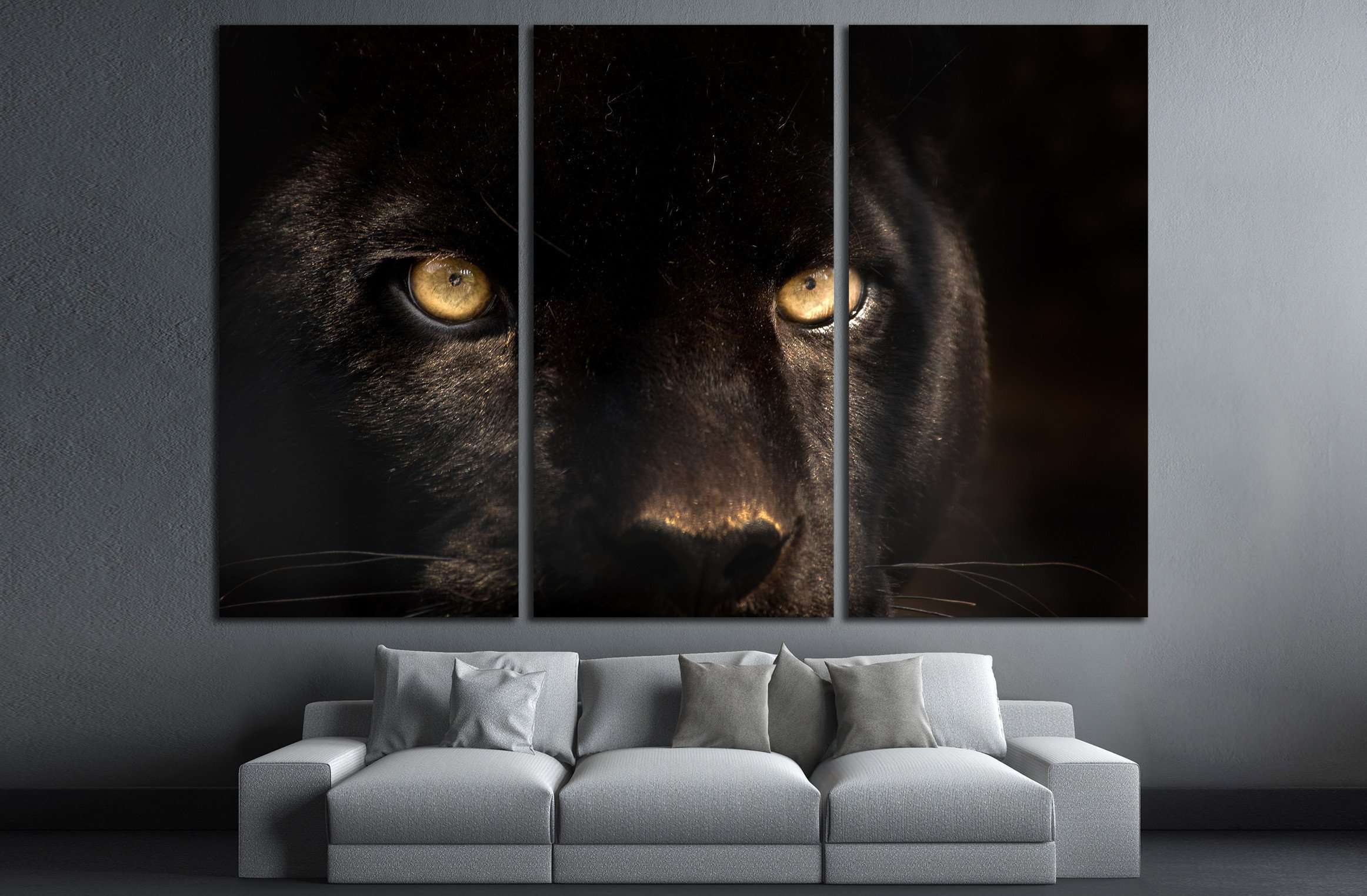 The eyes of a black panther Canvas Art Wall Decor – 3 Piece Canvas ...