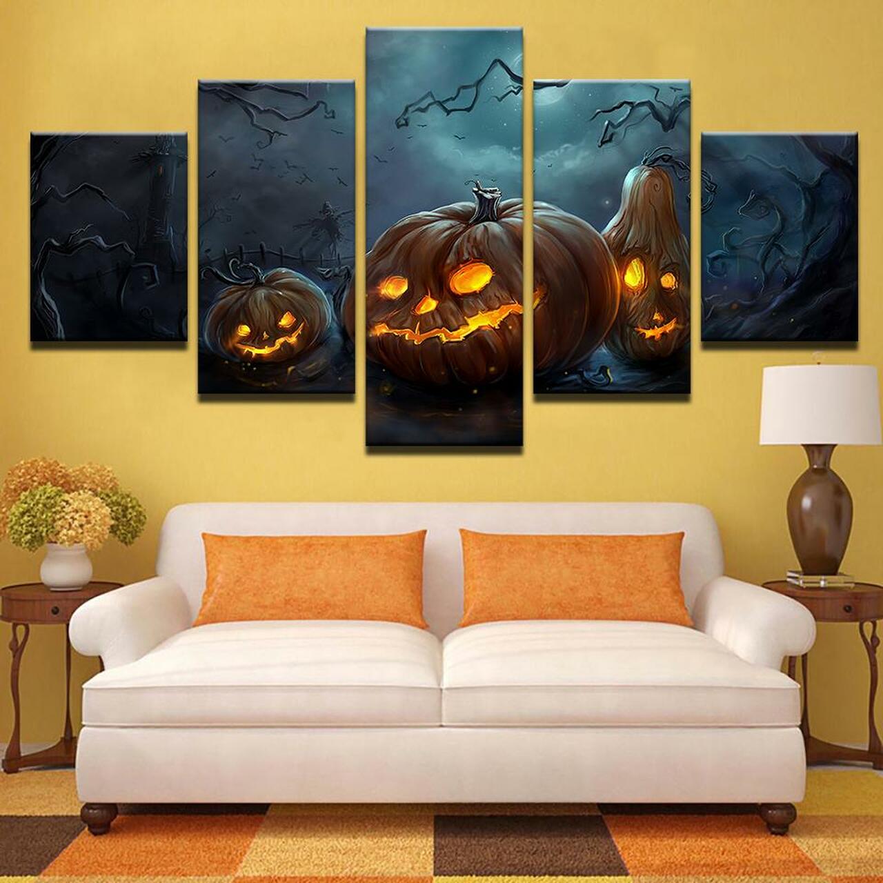 Three Pumpkins 5 Piece Canvas Art Wall Decor