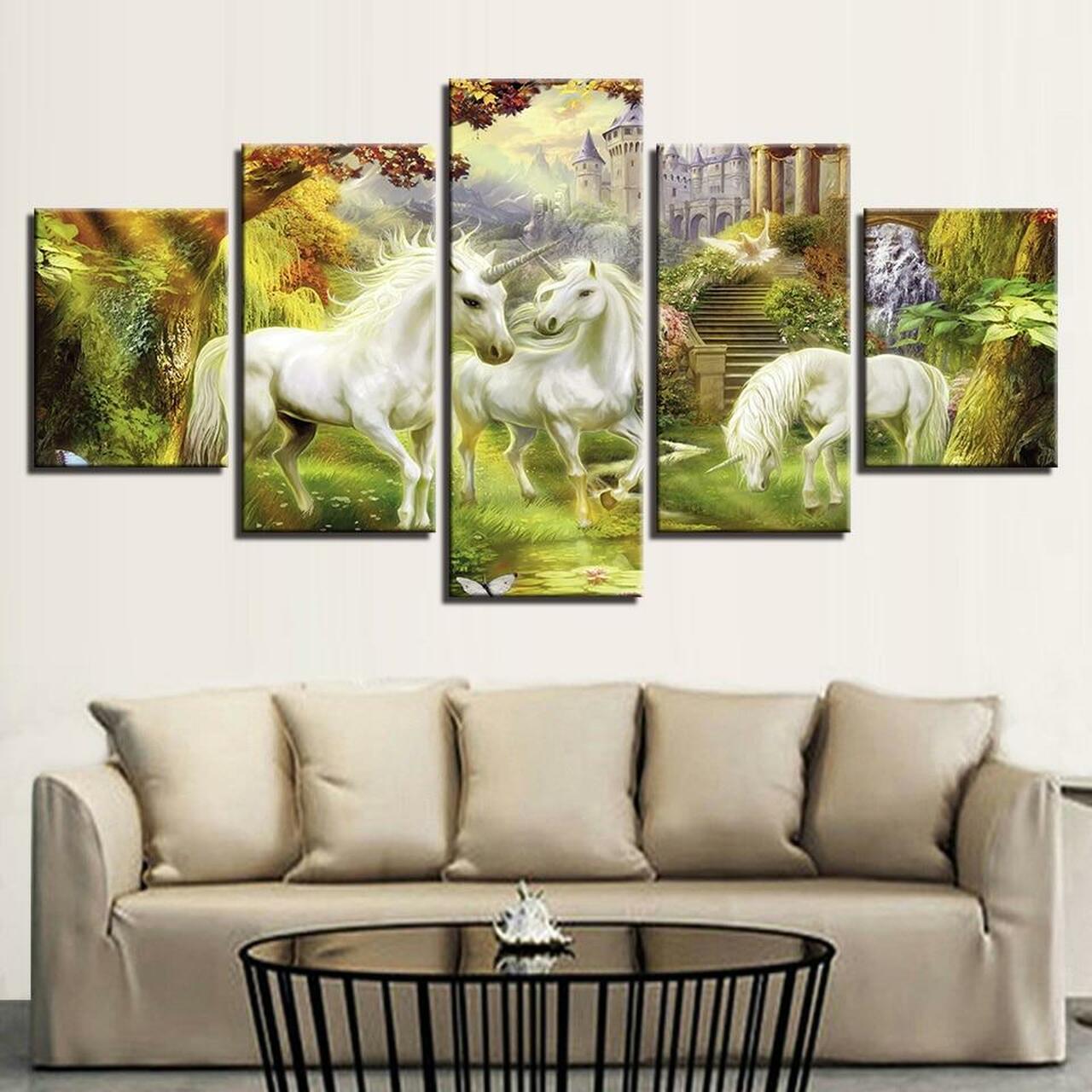 Three Unicorns 5 Piece Canvas Art Wall Decor