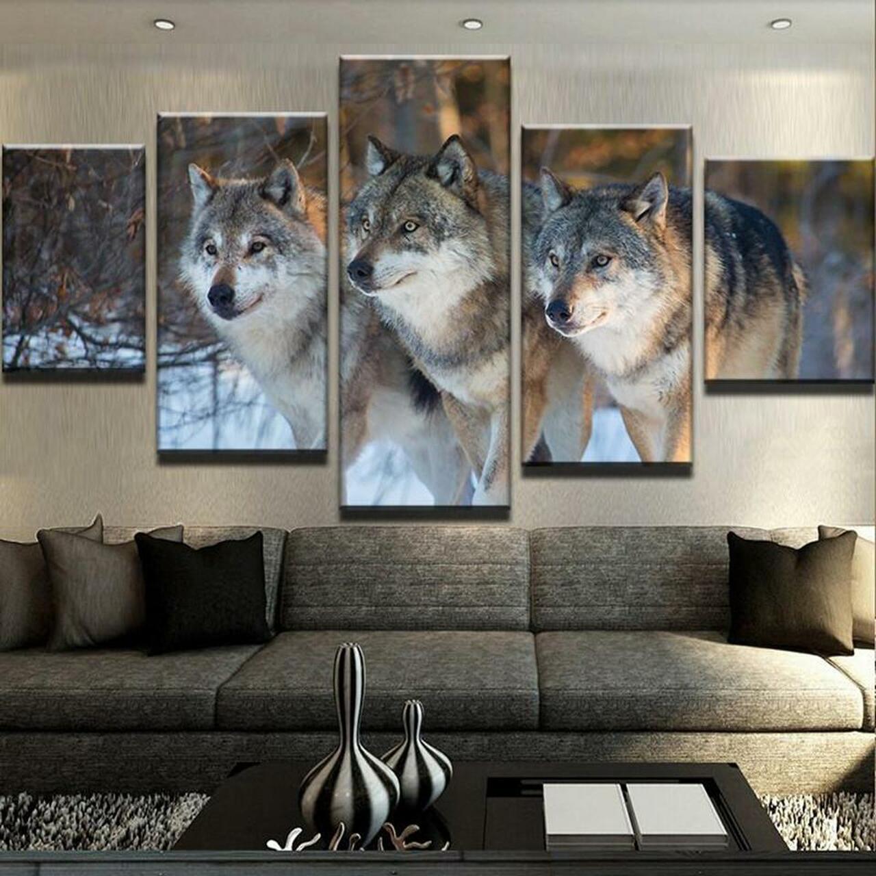 Three Wolves 5 Piece Canvas Art Wall Decor
