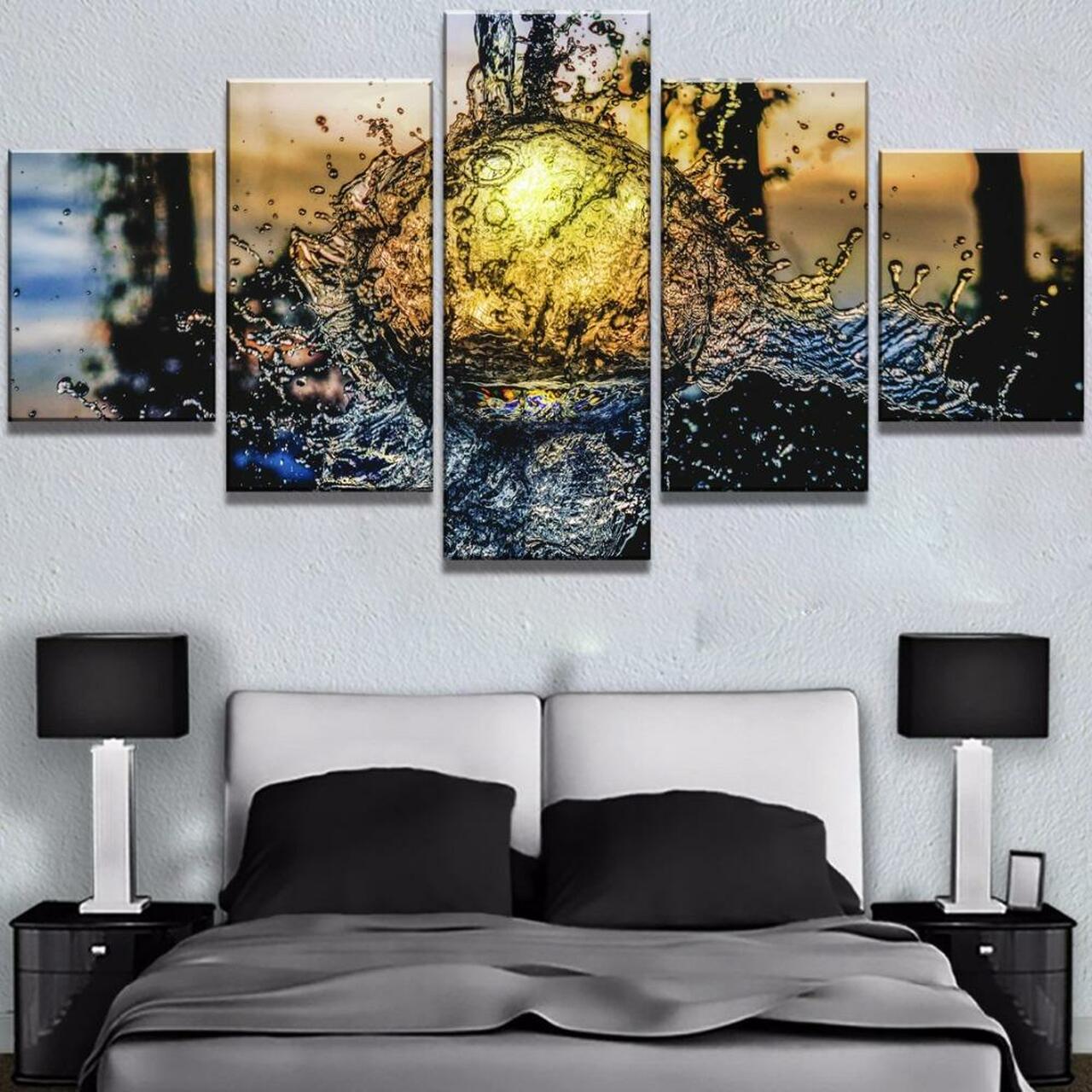 WATER BALL SUNRISE 5 Piece Canvas Art Wall Decor