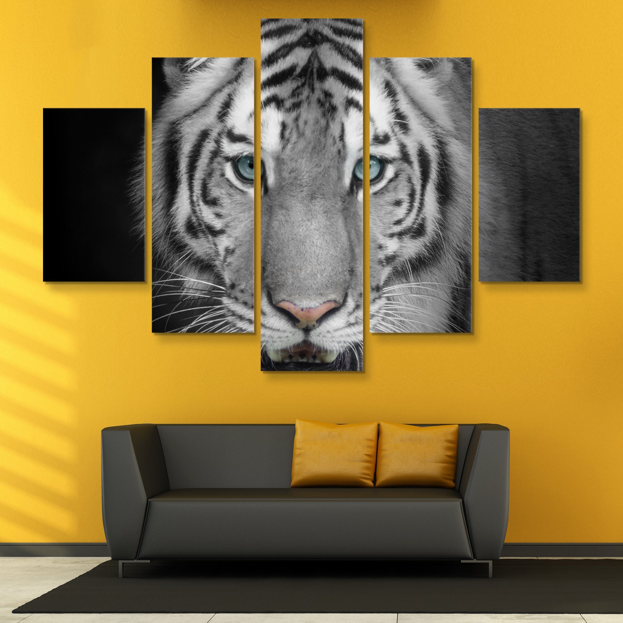 White Tiger - 5 Piece Canvas Art Wall Decor