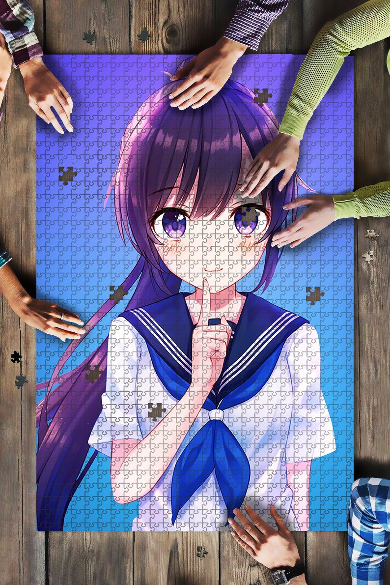 beautiful anime girl blushing Jigsaw Puzzle by useratpk8554