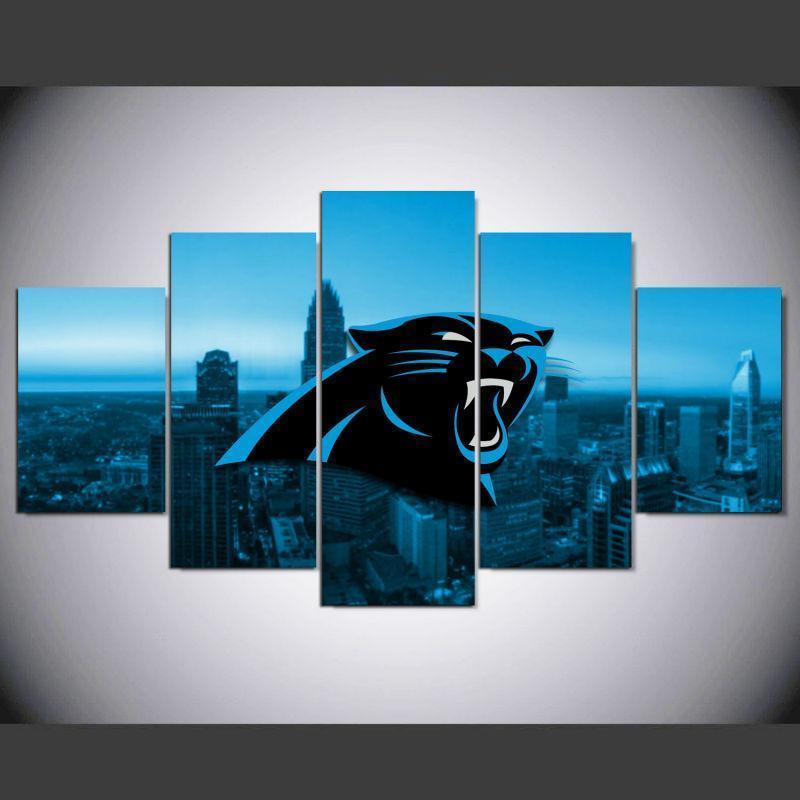 Carolina Panthers City Logo Football – 5 Panel Canvas Art Wall Decor – CA  Go Canvas