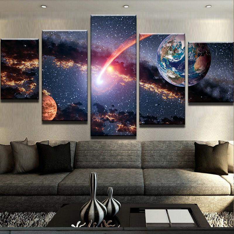 Earth And Mars Space – 5 Panel Canvas Art Wall Decor