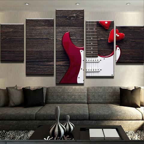 Electric Guitar Love – Music 5 Panel Canvas Art Wall Decor