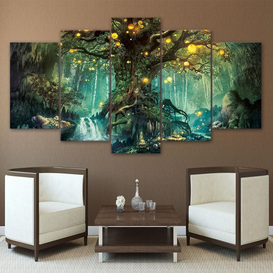 Enchanted Tree Scenery Nature – 5 Panel Canvas Art Wall Decor