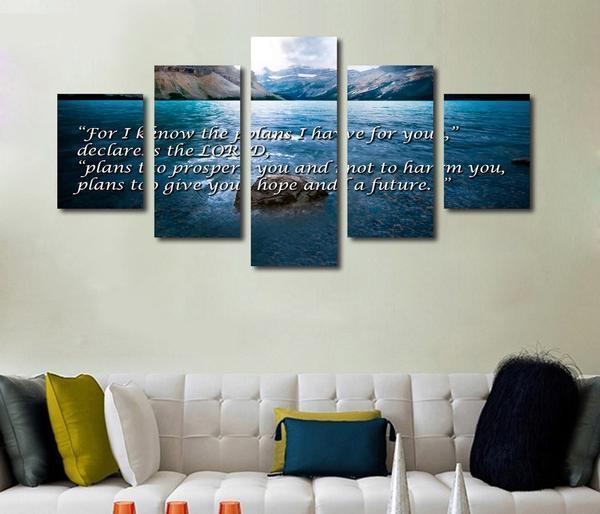 Eremiah 29:11 #3 For I Know The Plans I Have For You Bible Verse On Multi Nature – 5 Panel Canvas Art Wall Decor