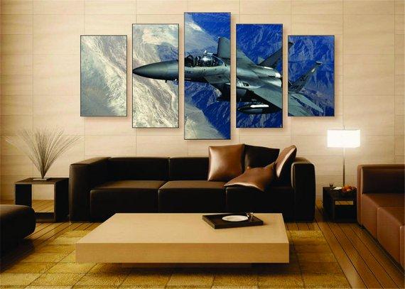 F-15 Fighter Jet – Aircraft 5 Panel Canvas Art Wall Decor-CV