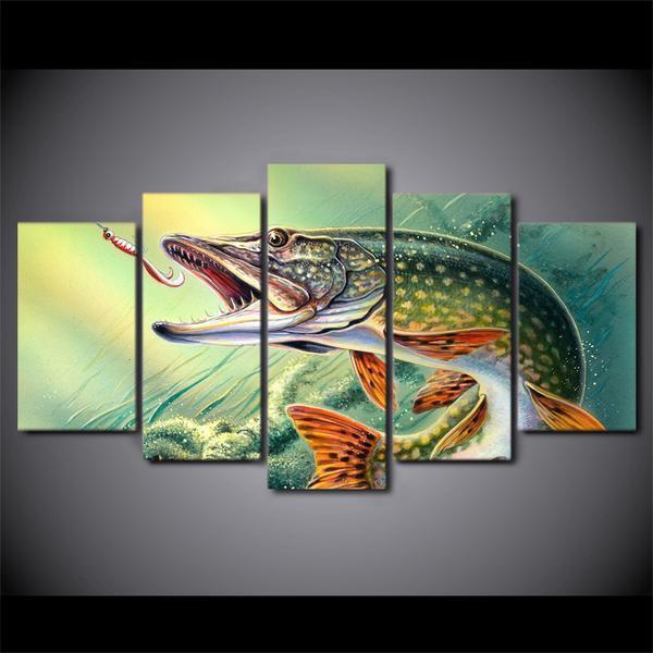 Fishing Abstract – 5 Panel Canvas Art Wall Decor