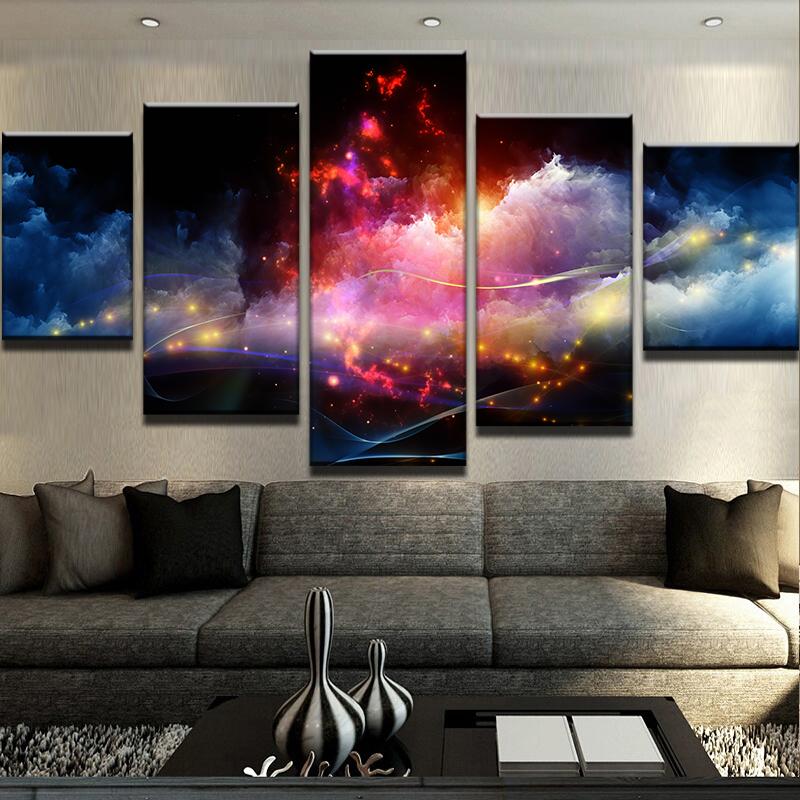 Fractal Clouds – Space 5 Panel Canvas Art Wall Decor