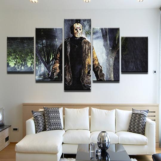 Friday The 13Th Jason Vorhees – Movie 5 Panel Canvas Art Wall Decor-CV