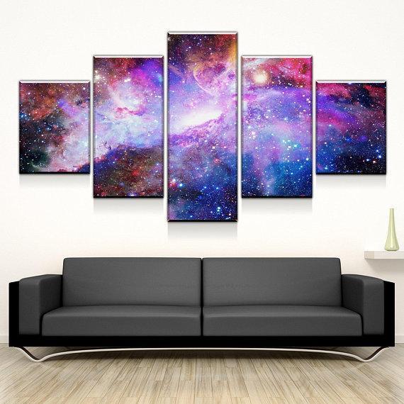 Galaxy Nebula Space – 5 Panel Canvas Art Wall Decor