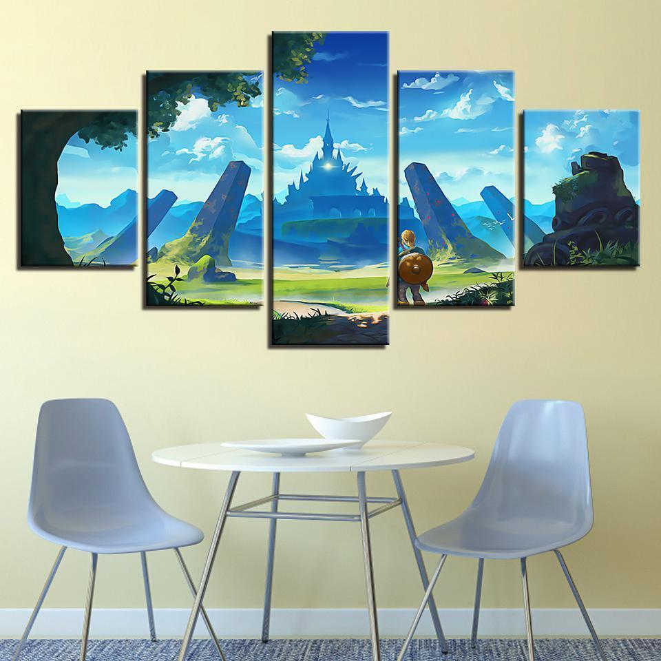 Game Characters Landscape Legend Of Zelda Gaming – 5 Panel Canvas Art Wall Decor