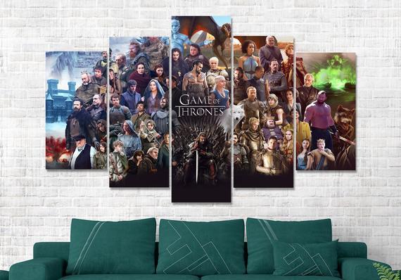 Game Of Thrones Cast – Movie 5 Panel Canvas Art Wall Decor-CV
