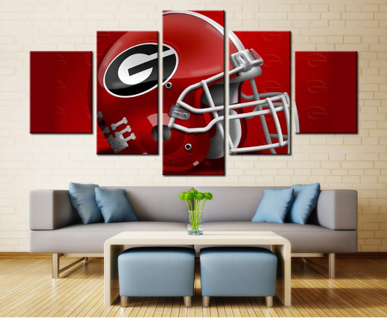 Georgia Bulldogs Helmet Football Team – Sport 5 Panel Canvas Art Wall Decor-CV
