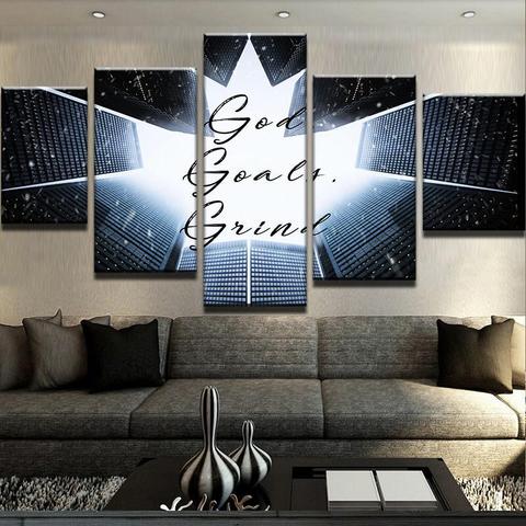 God Goals & Grind – Abstract 5 Panel Canvas Art Wall Decor