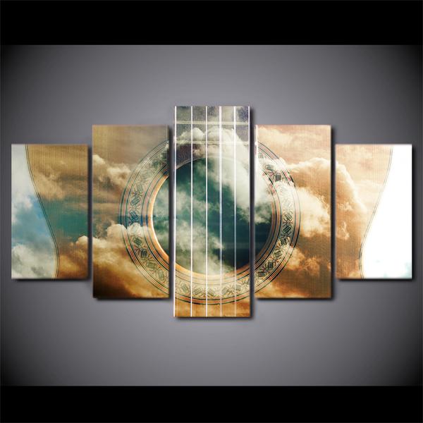 Guitar Music 2 – Music 5 Panel Canvas Art Wall Decor