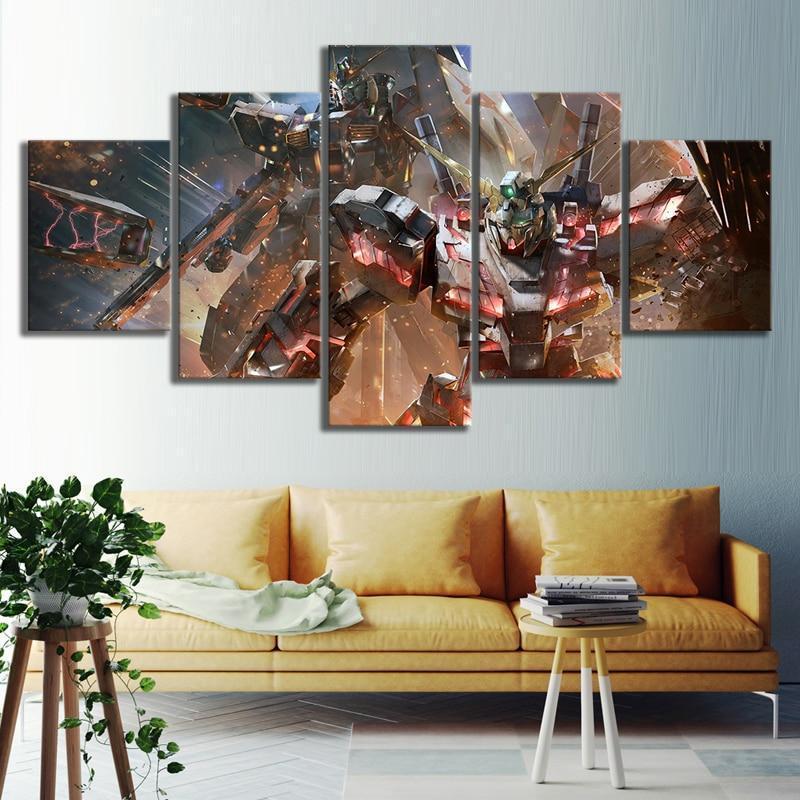 GUNDAM Poster Animation – 5 Panel Canvas Art Wall Decor