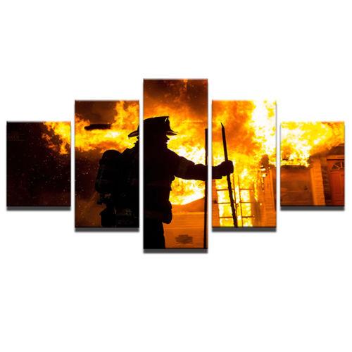 Hero Firefighter – Career 5 Panel Canvas Art Wall Decor