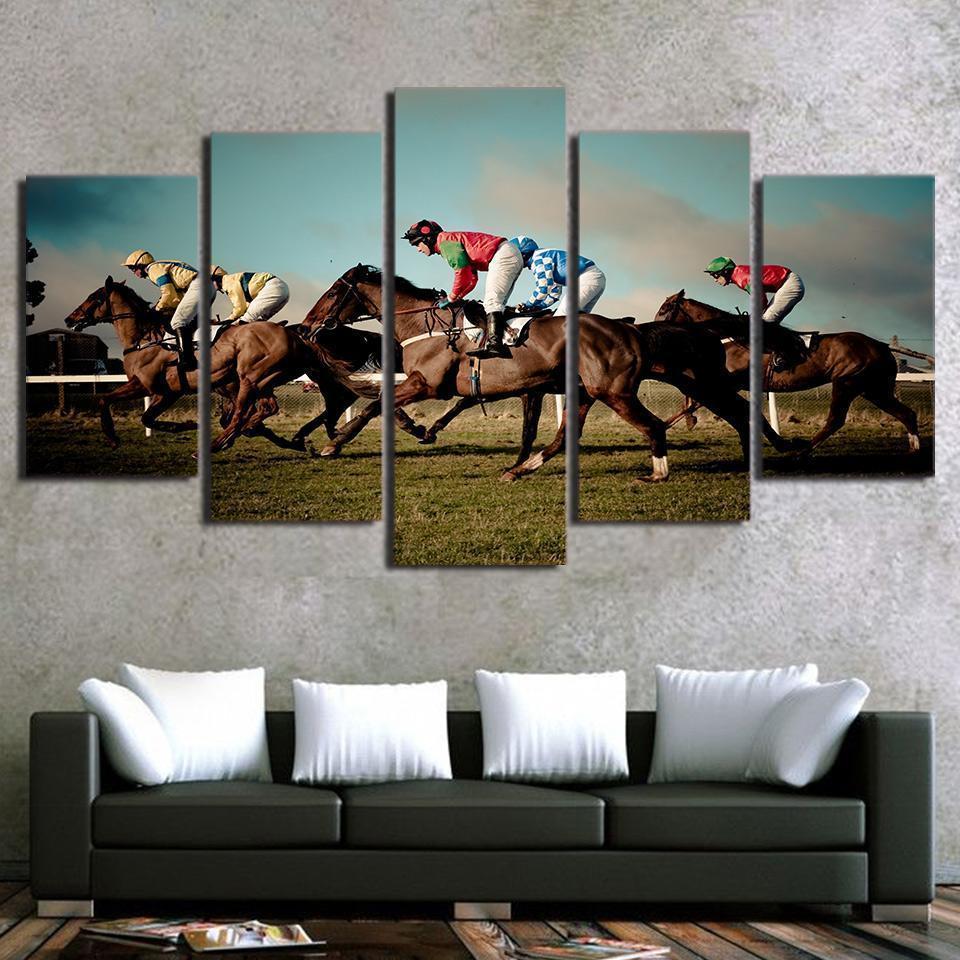 Horse Racing Sport – 5 Panel Canvas Art Wall Decor