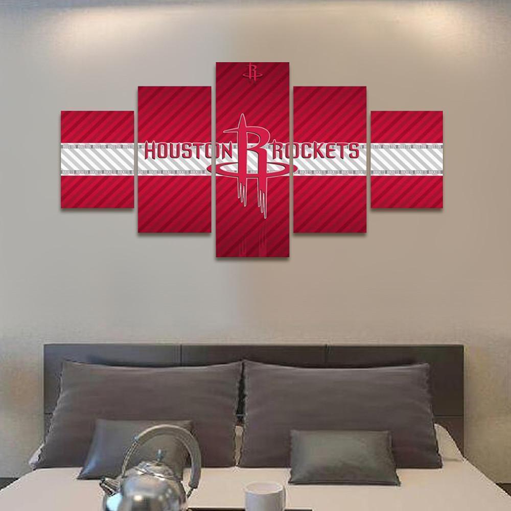 Houston Rockets Logo Basketball – 5 Panel Canvas Art Wall Decor