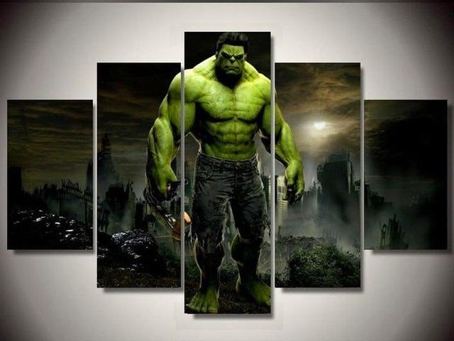 Hulk Superhero – Movie 5 Panel Canvas Art Wall Decor
