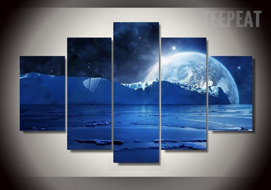 Iceberg In The Sea – Nature 5 Panel Canvas Art Wall Decor