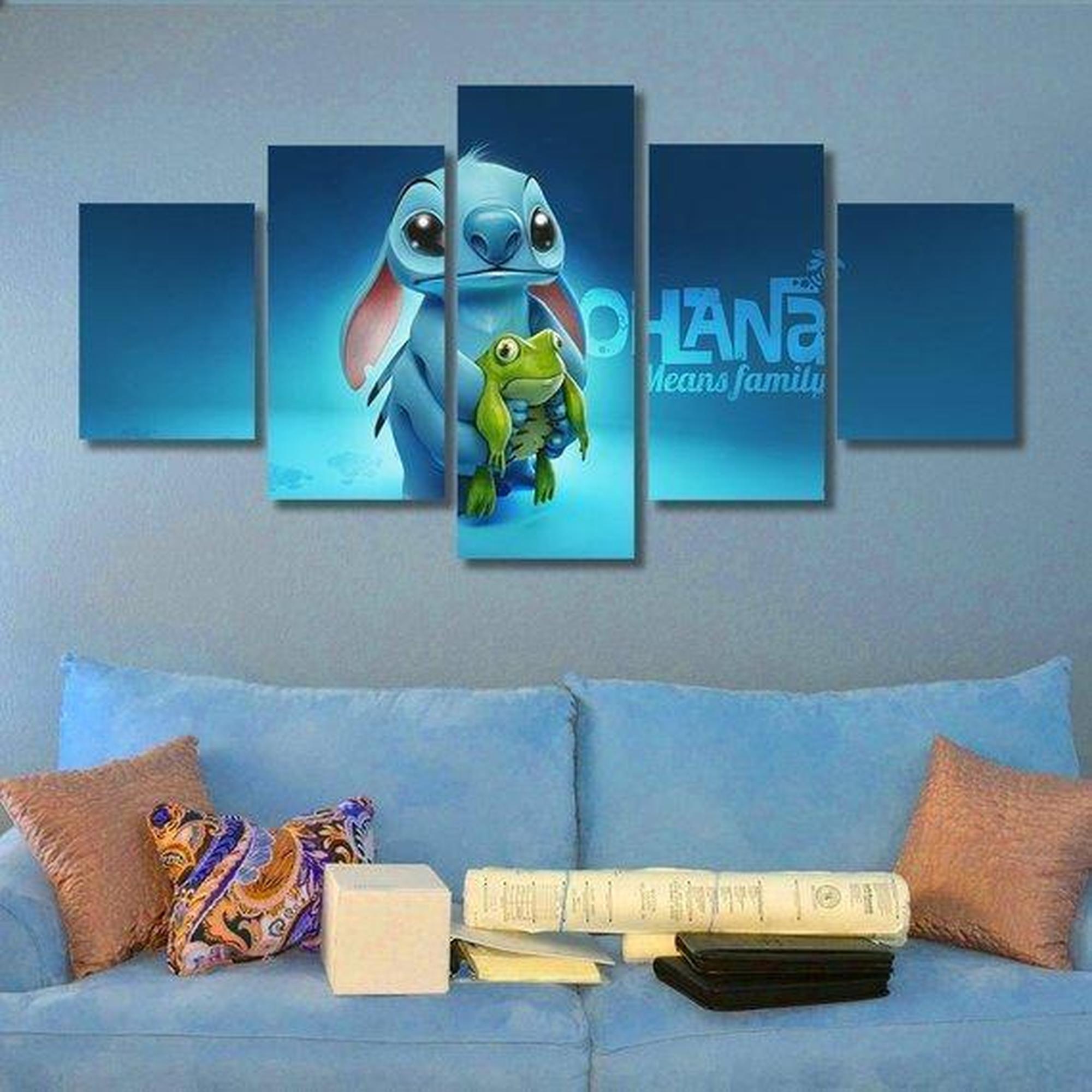 Lilo And Stitch Blue Poster Disney – 5 Panel Canvas Art Wall Decor