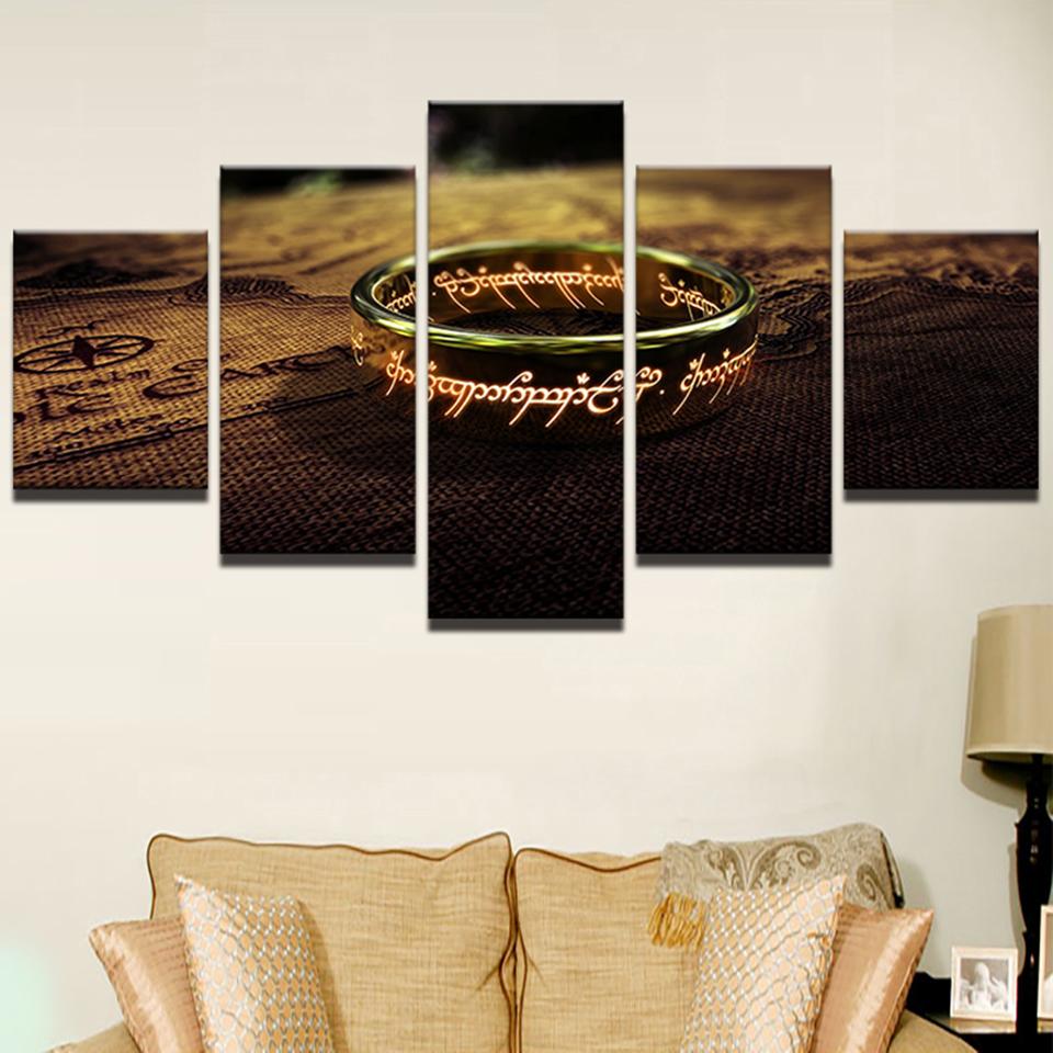 Lord Of The Rings Special Ring – Movie 5 Panel Canvas Art Wall Decor