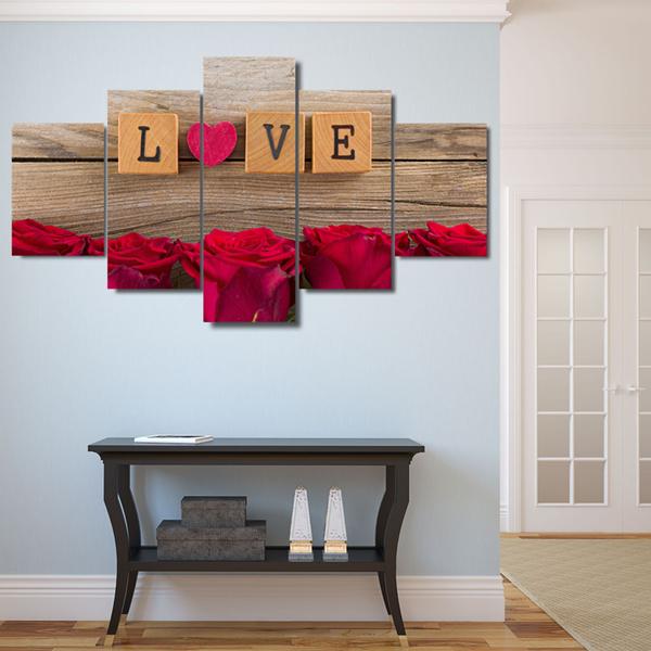 Love In Scrabble – Abstract 5 Panel Canvas Art Wall Decor