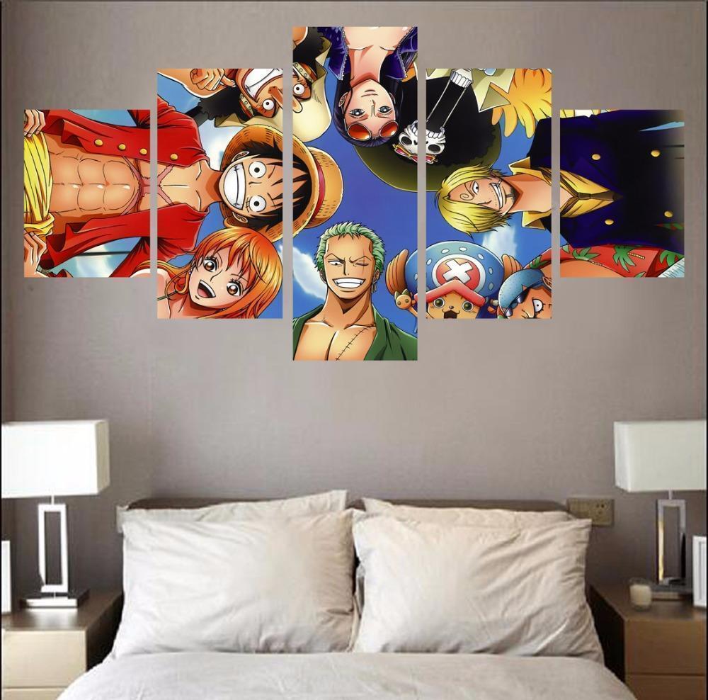 Luffy Gangs One Piece Anime – 5 Panel Canvas Art Wall Decor