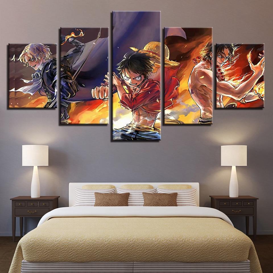 Luffy – Ace – Sabo One Piece – Anime 5 Panel Canvas Art Wall Decor