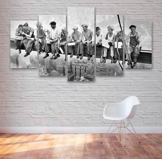 Lunch Atop A Skyscraper – Abstract 5 Panel Canvas Art Wall Decor-CV