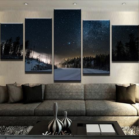Magical Snowy Roa – Nature 5 Panel Canvas Art Wall Decor