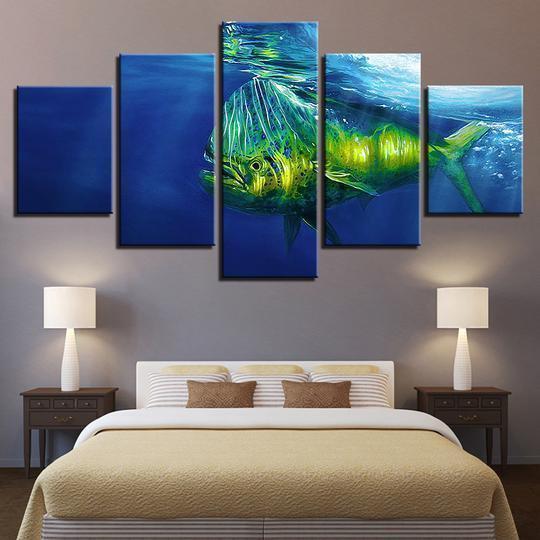 Mahi-mahi Dolphinfish Dorado Ocean – 5 Panel Canvas Art Wall Decor
