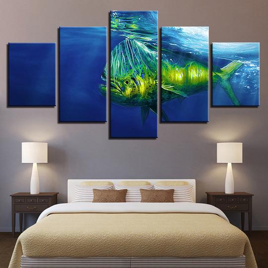 Mahi-Mahi Dolphinfish Dorado – Ocean 5 Panel Canvas Art Wall Decor-CV