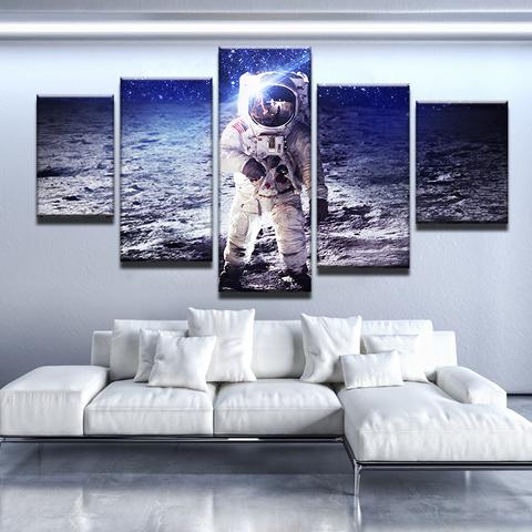Man On The Moon 1 – Space 5 Panel Canvas Art Wall Decor