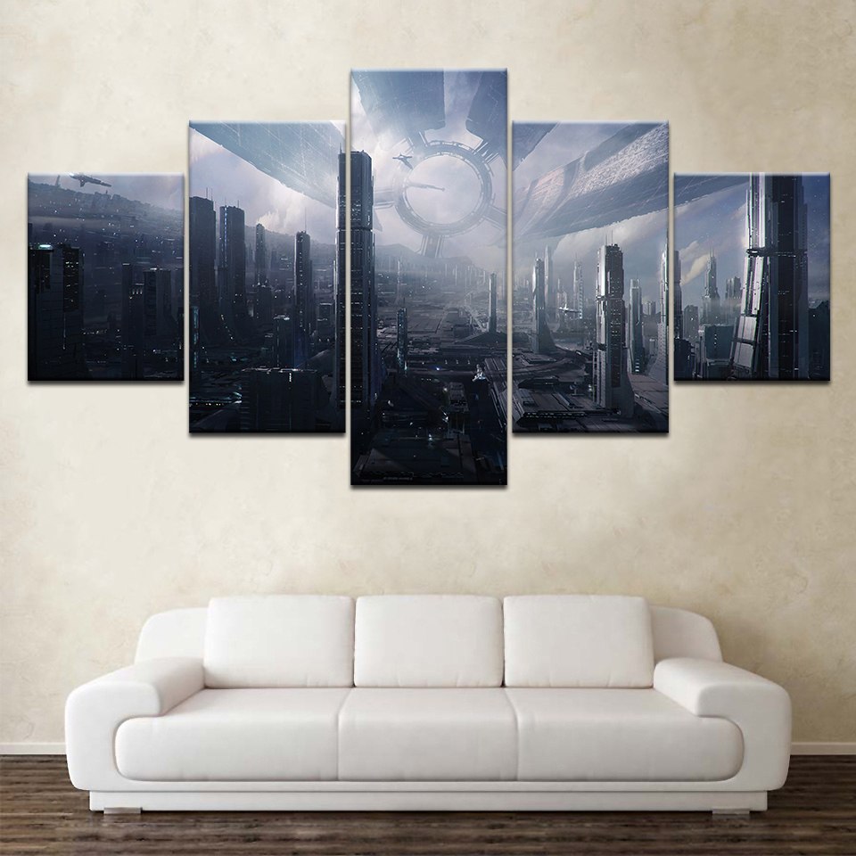 Mass Effect The Citadel Gaming – 5 Panel Canvas Art Wall Decor