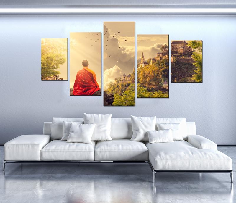 Meditation – Religion 5 Panel Canvas Art Wall Decor
