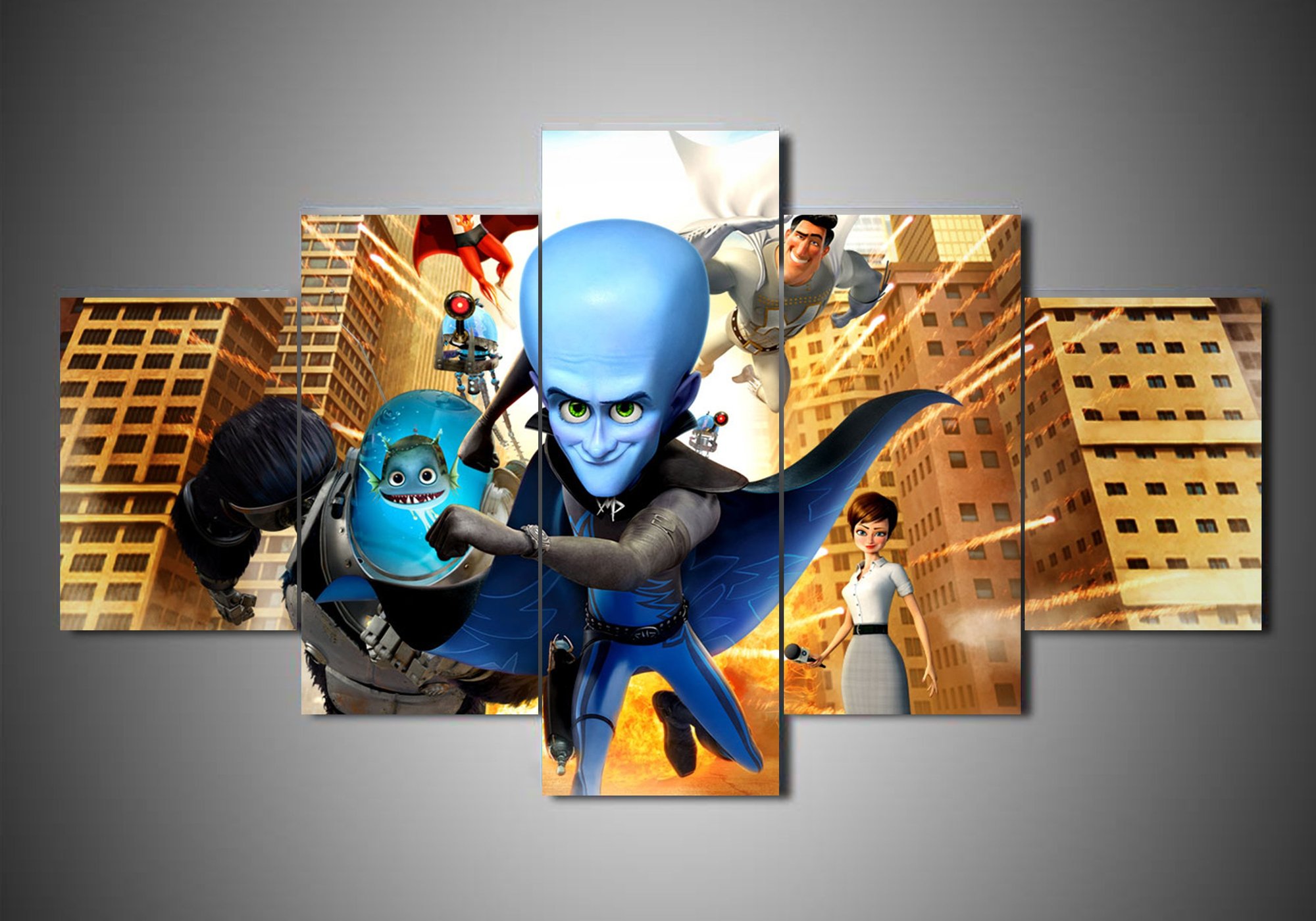 Megamind 1 – Catroon 5 Panel Canvas Art Wall Decor