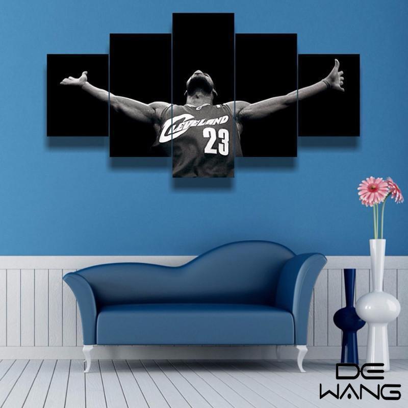 Miami Heat Lebron James Poster 3 Basketball – 5 Panel Canvas Art Wall Decor