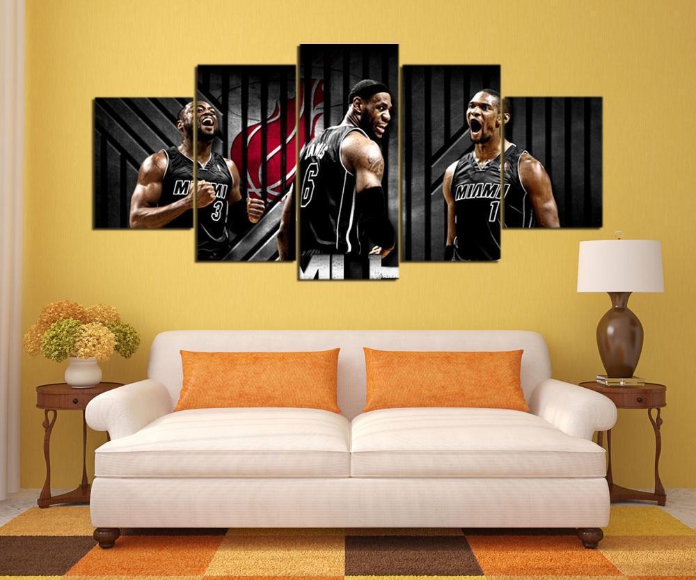 Miami Heat Player Team Sport – 5 Panel Canvas Art Wall Decor
