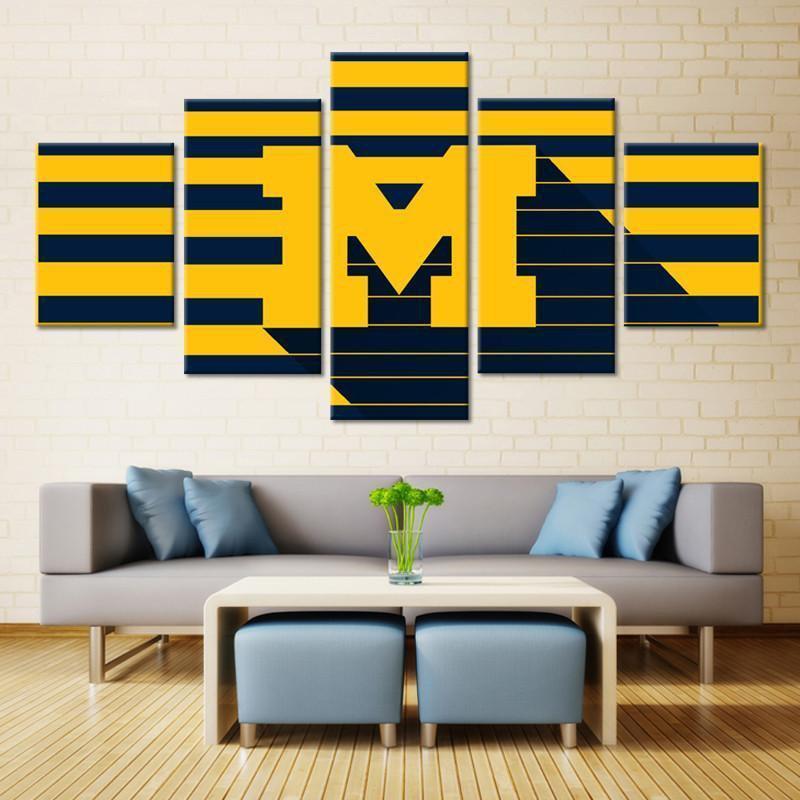 Michigan Wolverines Logo Baseball – 5 Panel Canvas Art Wall Decor