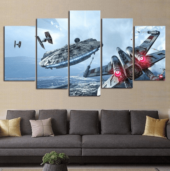 Millennium Falcon X-wing Star Wars 1 Movie – 5 Panel Canvas Art Wall Decor